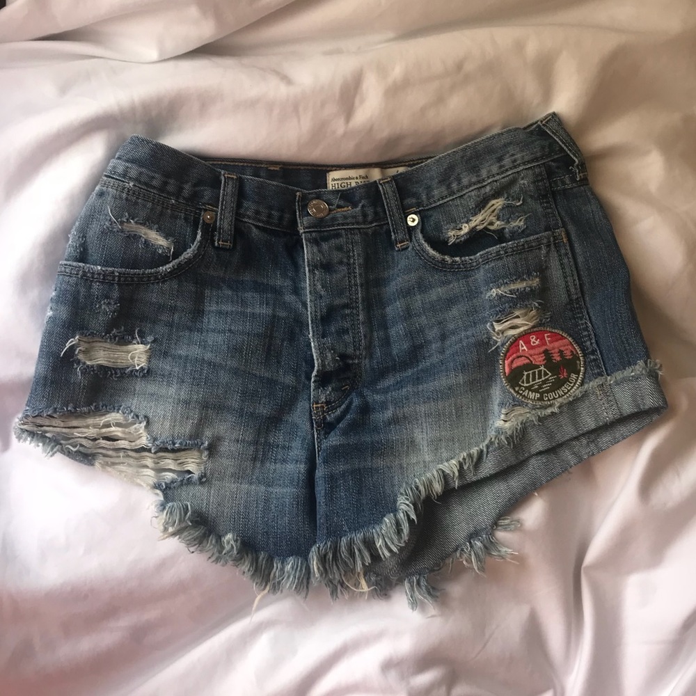 Abercrombie Highrise Destroyed Camp Shorts